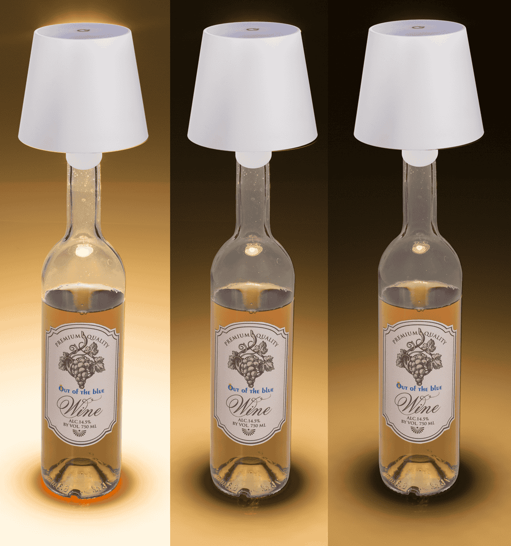 LED bottle lamp, white, 3 modes (on/off/dim.),