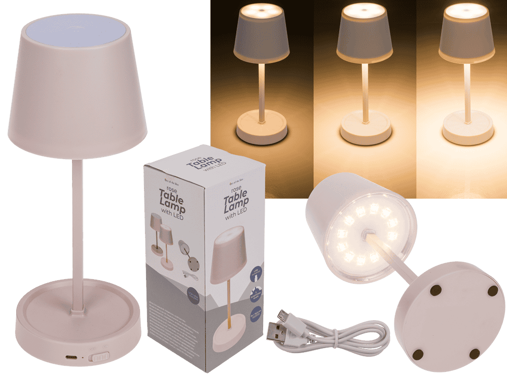 Rose colored table lamp with LED,
