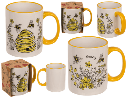 Mug, Bee, dolomite, 2 ass., 11 x 10 cm,