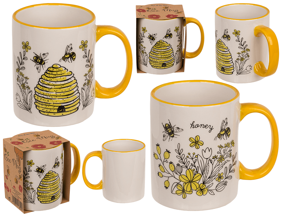 Mug, Bee, dolomite, 2 ass., 11 x 10 cm,