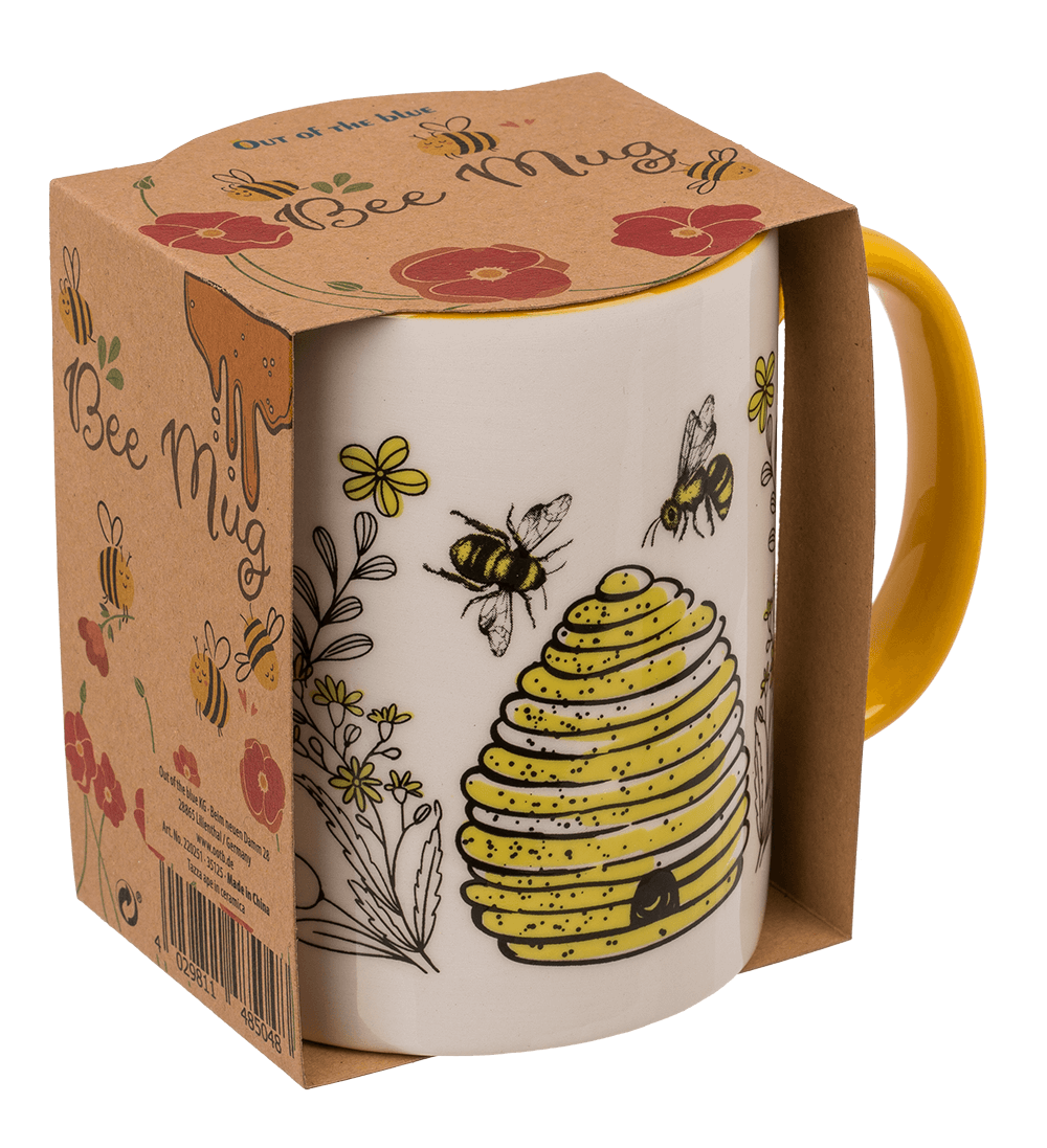 Mug, Bee, dolomite, 2 ass., 11 x 10 cm,