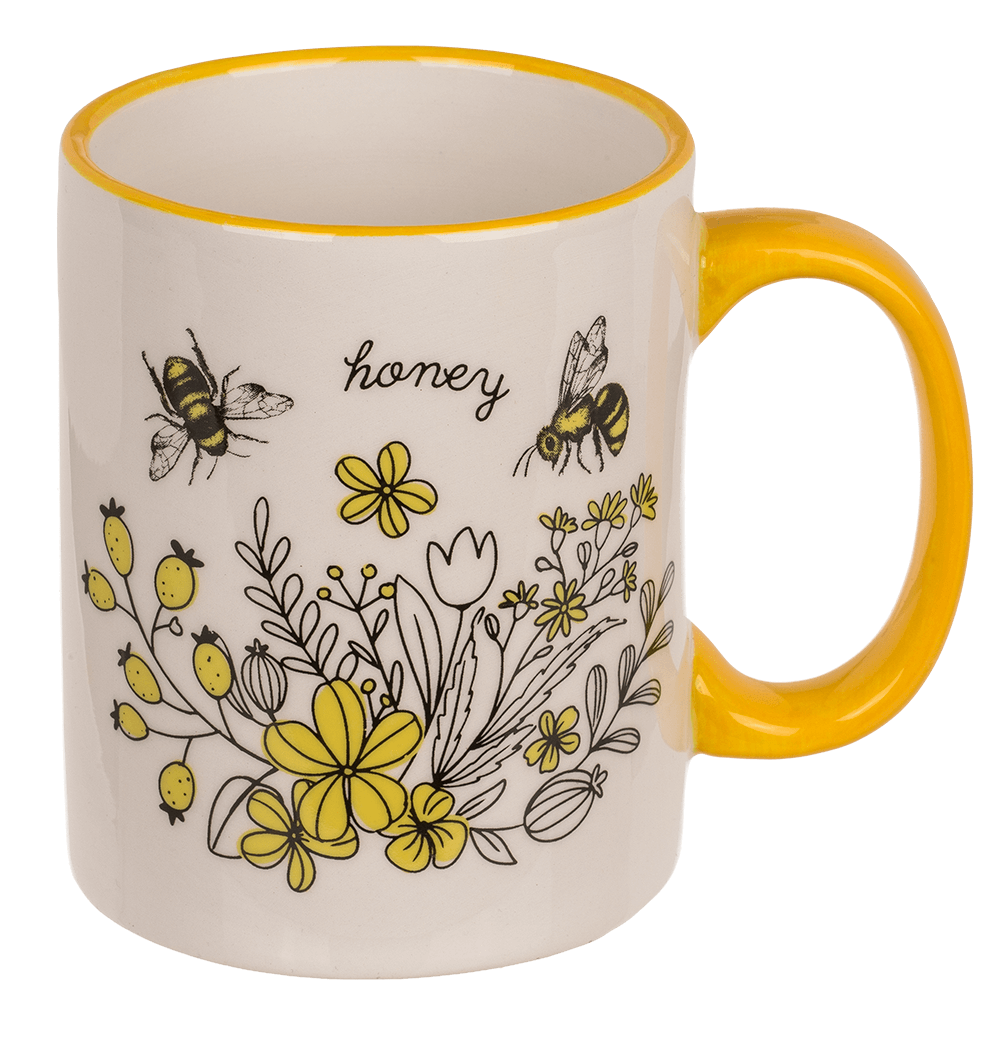 Mug, Bee, dolomite, 2 ass., 11 x 10 cm,