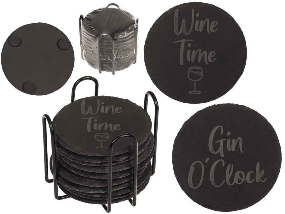 Slate coaster, with laser printing,