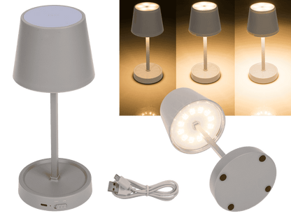 Grey colored table lamp with LED,