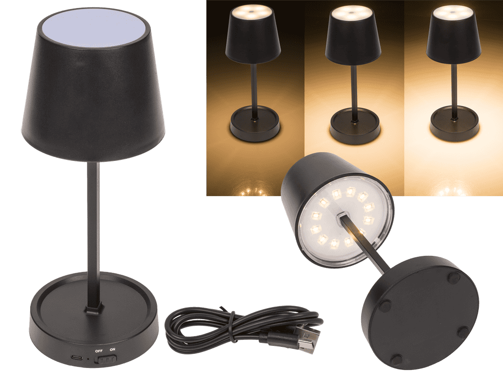 Black colored table lamp with LED,