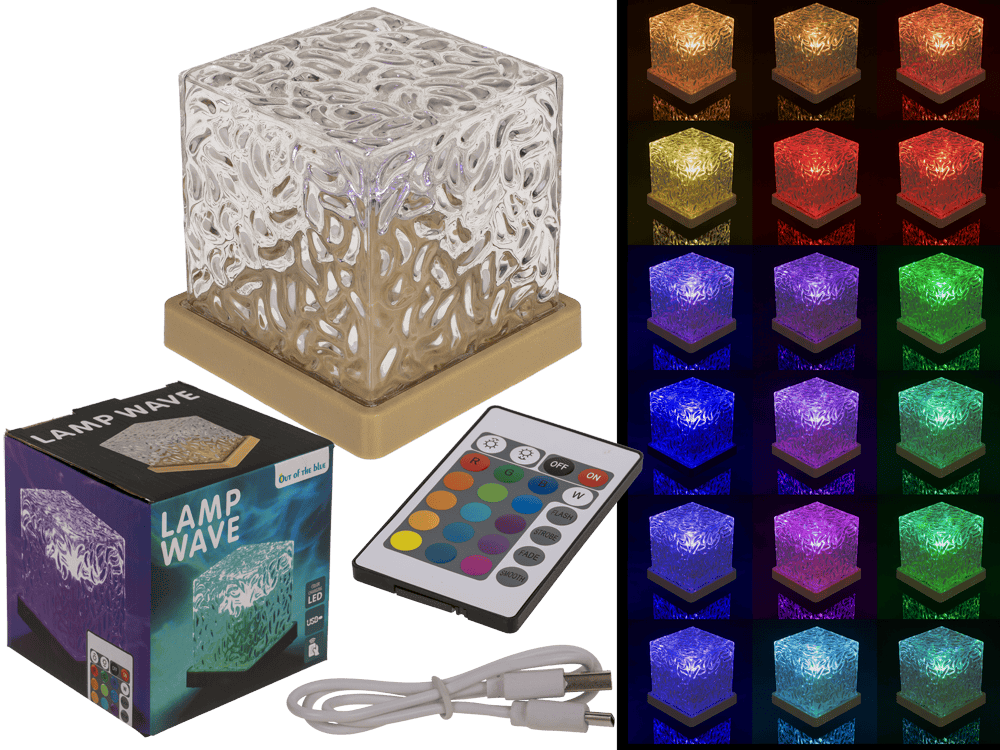 220263_000.png Acryl lamp Waves in geschenkdoos, 11,5 cm, met USB-kabel en afstandsbediening, verschillende kleurenverlichting.