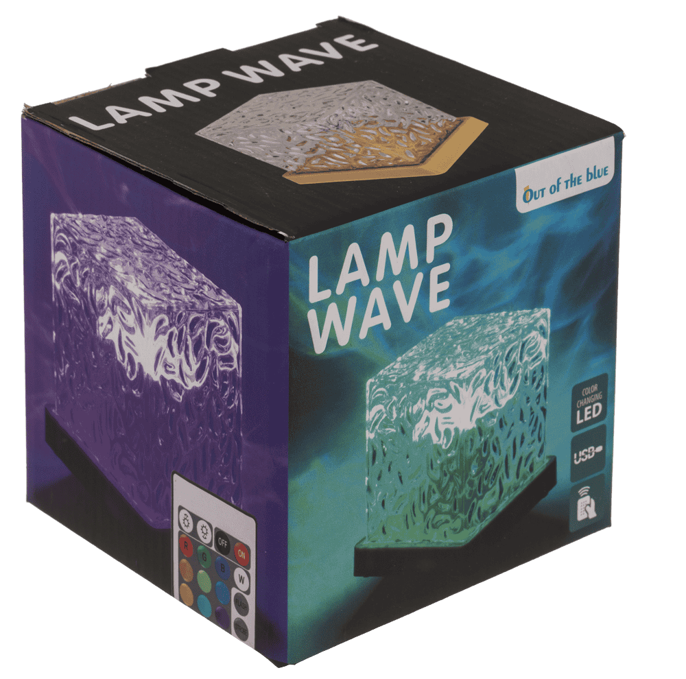 Acrylic lamp, Waves, 11.5 x 11.5 x 11.5 cm,