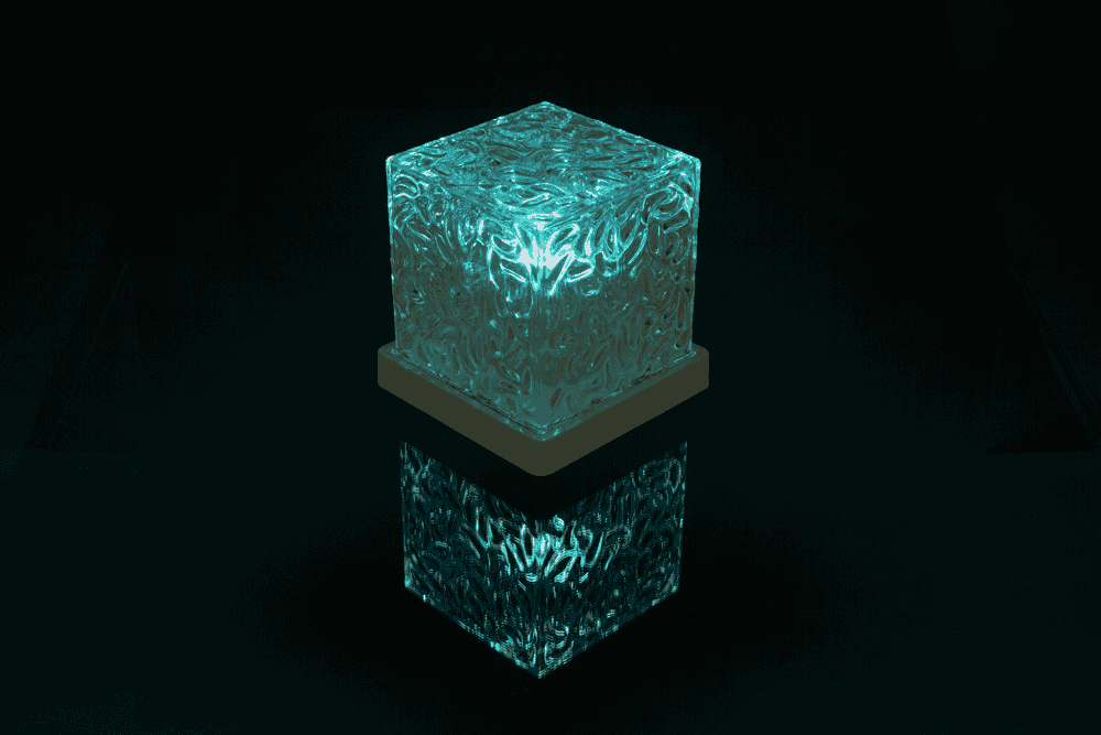 Acrylic lamp, Waves, 11.5 x 11.5 x 11.5 cm,