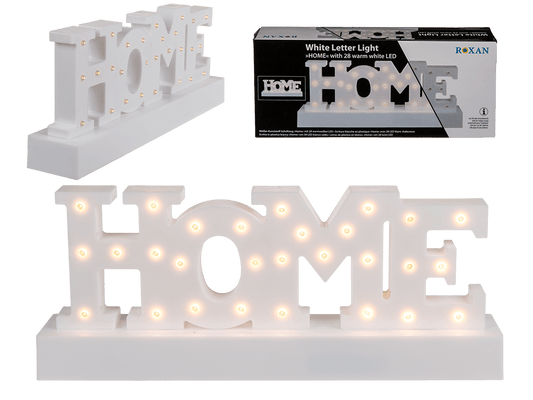 White plastic letter light, Home,