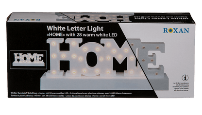White plastic letter light, Home,