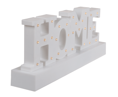 White plastic letter light, Home,