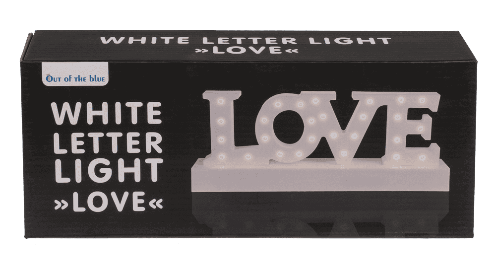 White plastic letter light, Love,