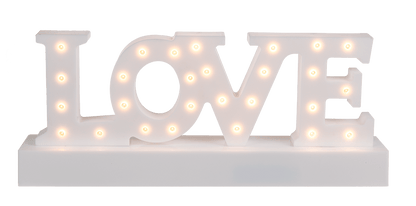 White plastic letter light, Love,