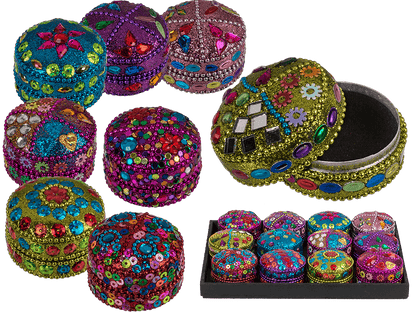 Multi coloured jewelry box with oriental design,