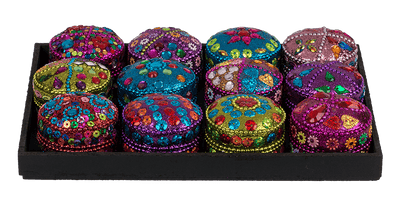 Multi coloured jewelry box with oriental design,