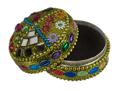 Multi coloured jewelry box with oriental design,