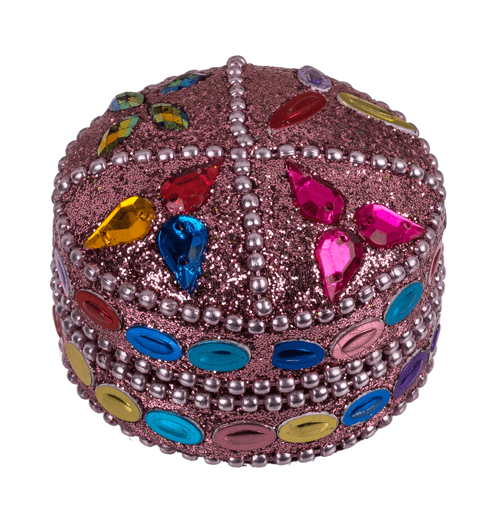 Multi coloured jewelry box with oriental design,