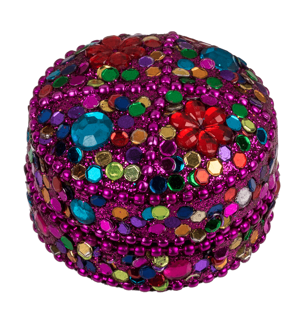 Multi coloured jewelry box with oriental design,