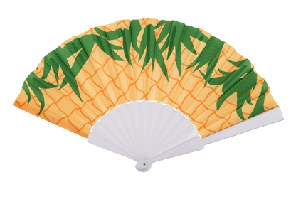 Plastic fan, fruits,