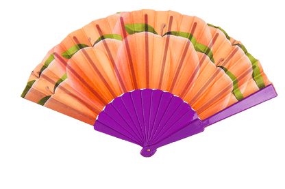 Plastic fan, fruits,