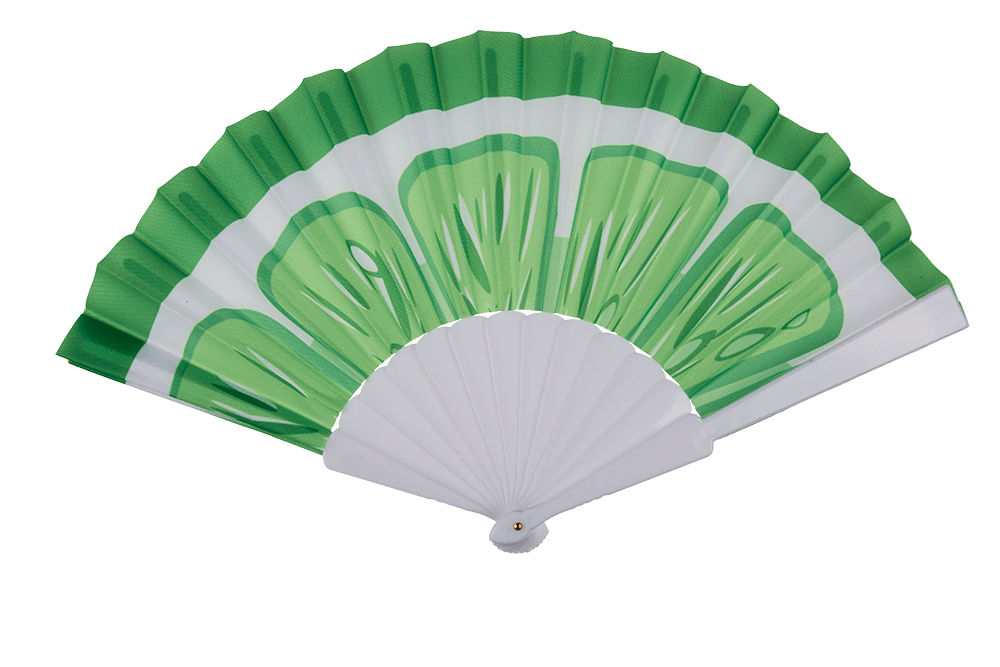 Plastic fan, fruits,
