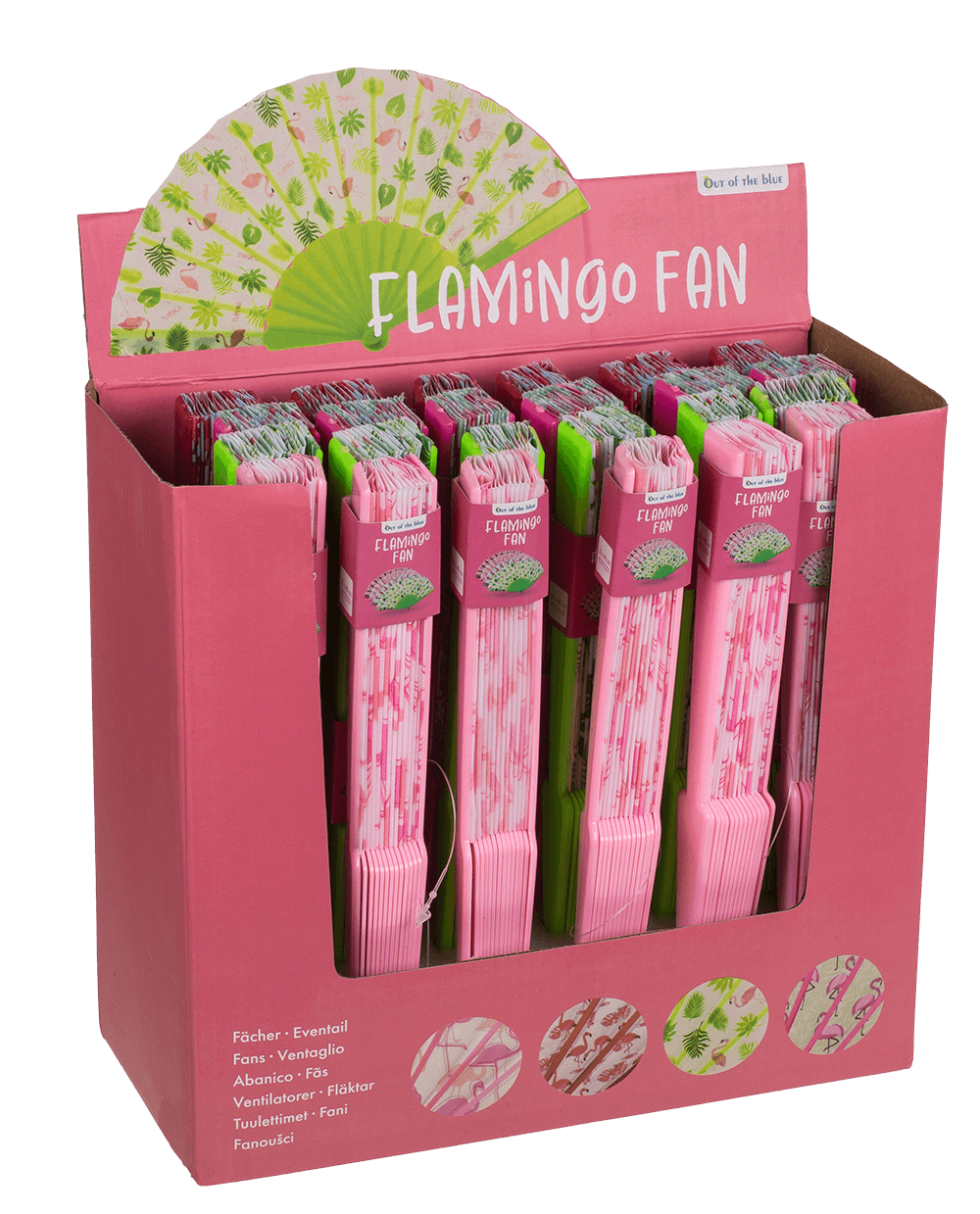 Plastic fan, flamingos,