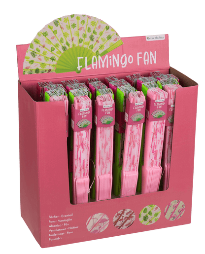 Plastic fan, flamingos,
