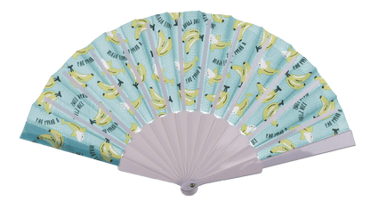 Plastic fan, fruits,