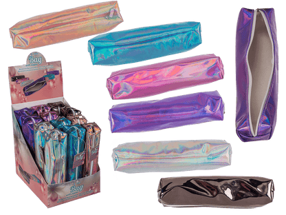 PU bag with zipper, metallic finsih,