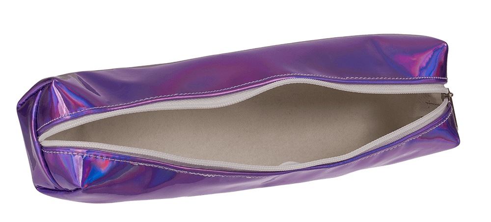 PU bag with zipper, metallic finsih,