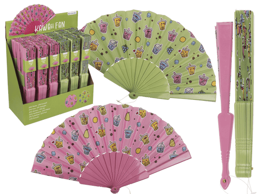 Plastic fan, Bubble Tea. 23 x 40 cm,