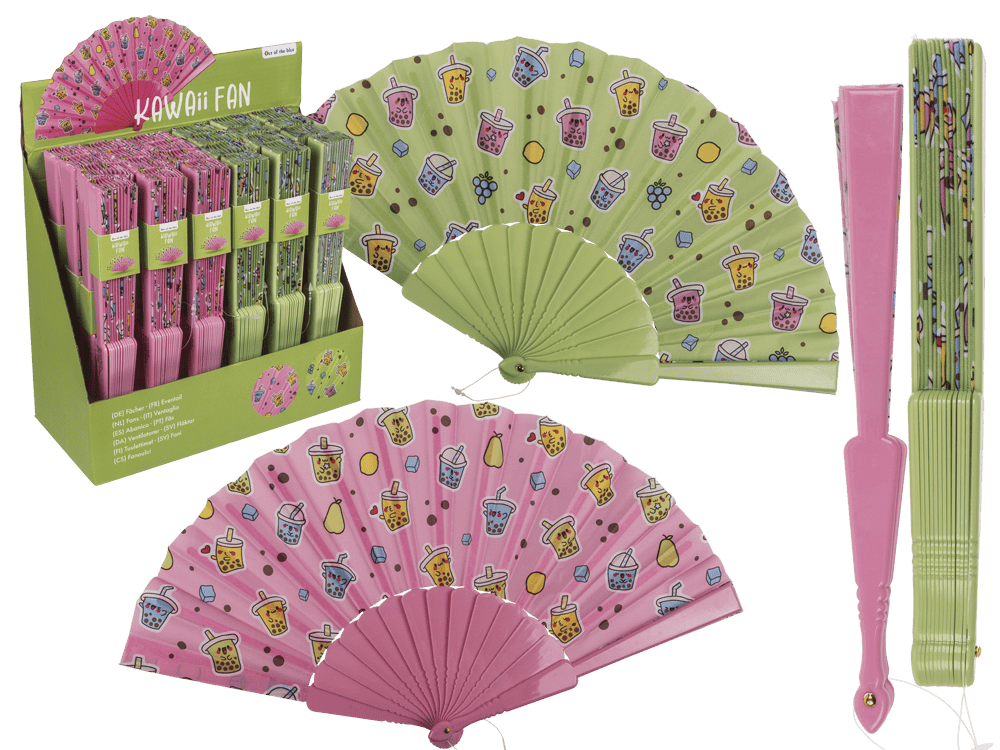 Plastic fan, Bubble Tea. 23 x 40 cm,