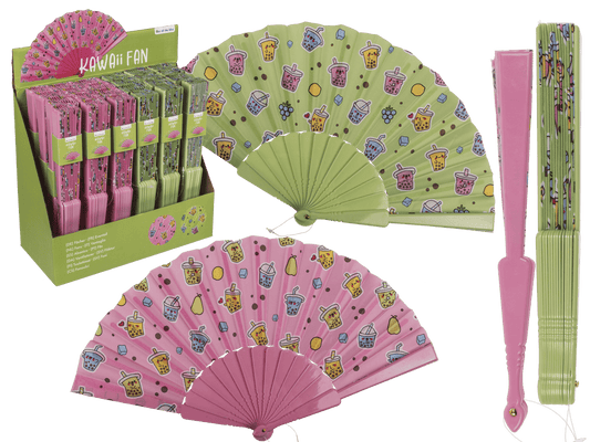 Plastic fan, Bubble Tea. 23 x 40 cm,