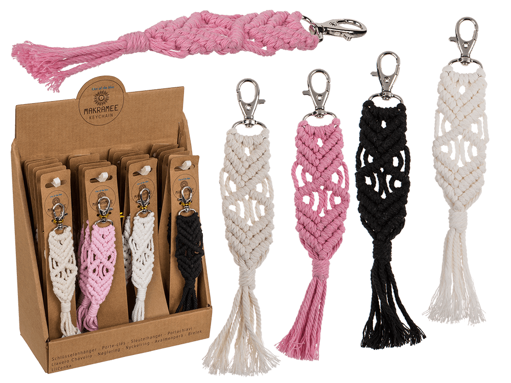Metal key chain, Makramee style,