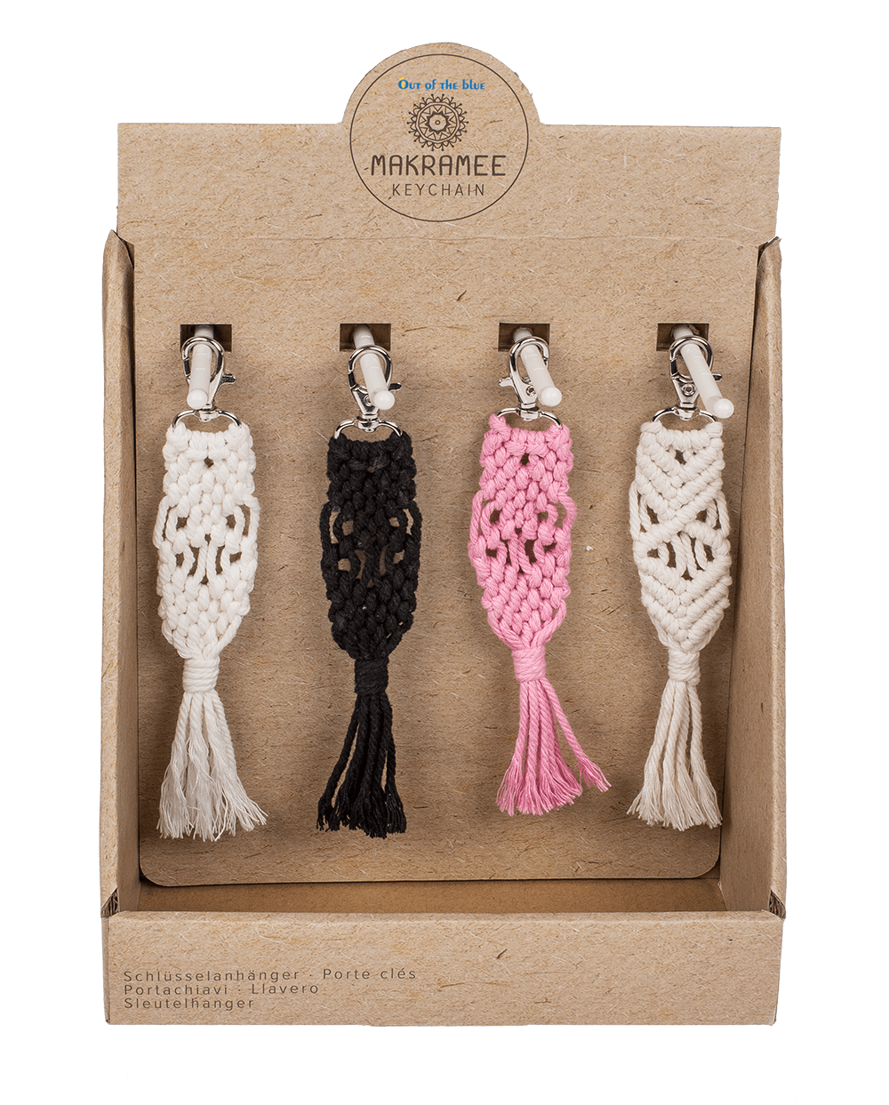 Metal key chain, Makramee style,