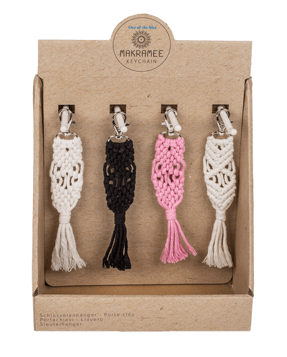 Metal key chain, Makramee style,