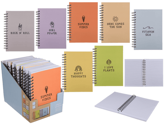 Pastel colored spiral bound journal notebook,