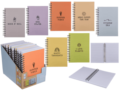 Pastel colored spiral bound journal notebook,