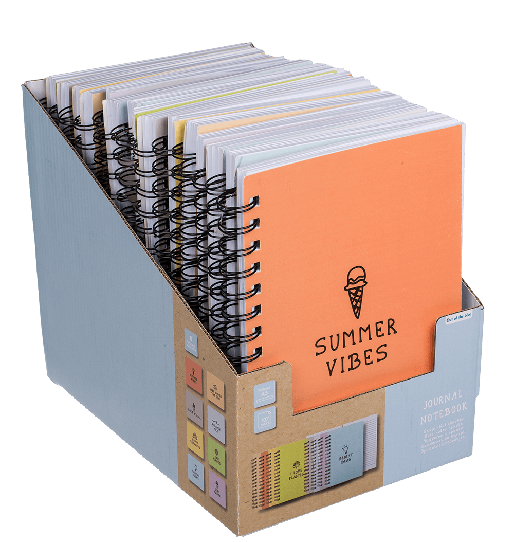 Pastel colored spiral bound journal notebook,