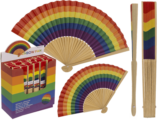 Fan, Bamboo, Rainbow, ca. 21 cm, bamboo,
