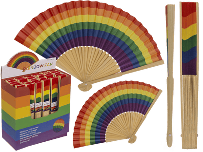 Fan, Bamboo, Rainbow, ca. 21 cm, bamboo,