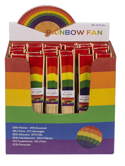 Fan, Bamboo, Rainbow, ca. 21 cm, bamboo,