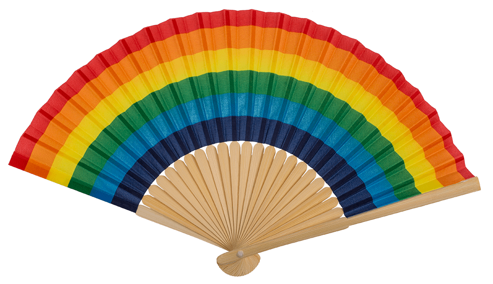 Fan, Bamboo, Rainbow, ca. 21 cm, bamboo,