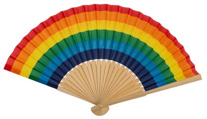 Fan, Bamboo, Rainbow, ca. 21 cm, bamboo,