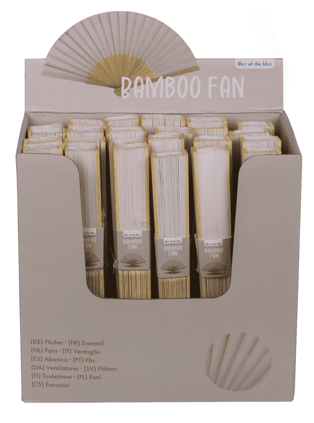 Fan, Shine White, 21 cm, bamboo,