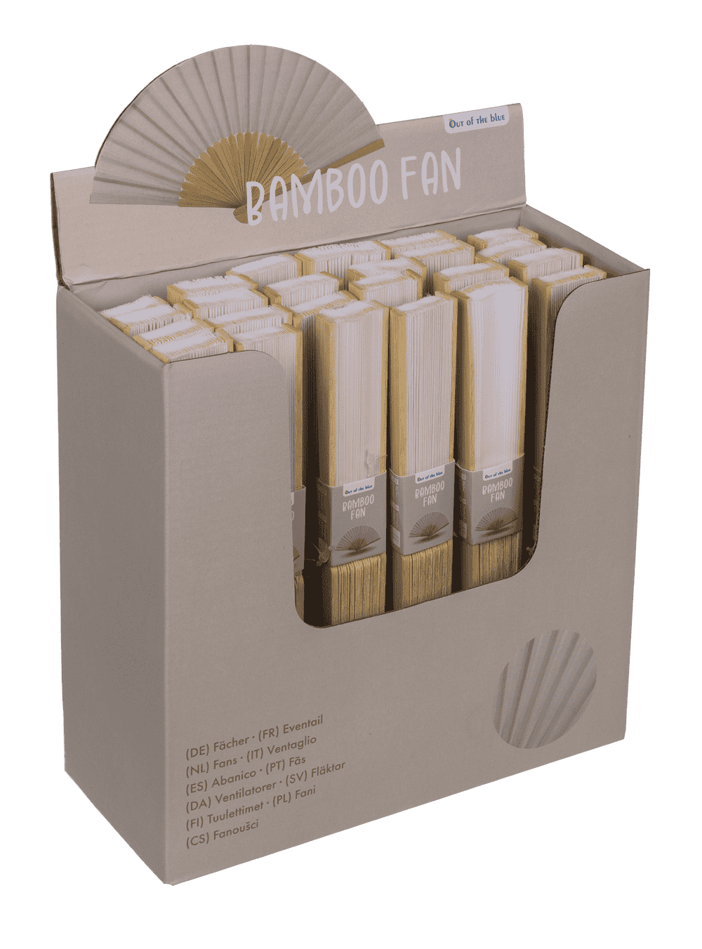 Fan, Shine White, 21 cm, bamboo,