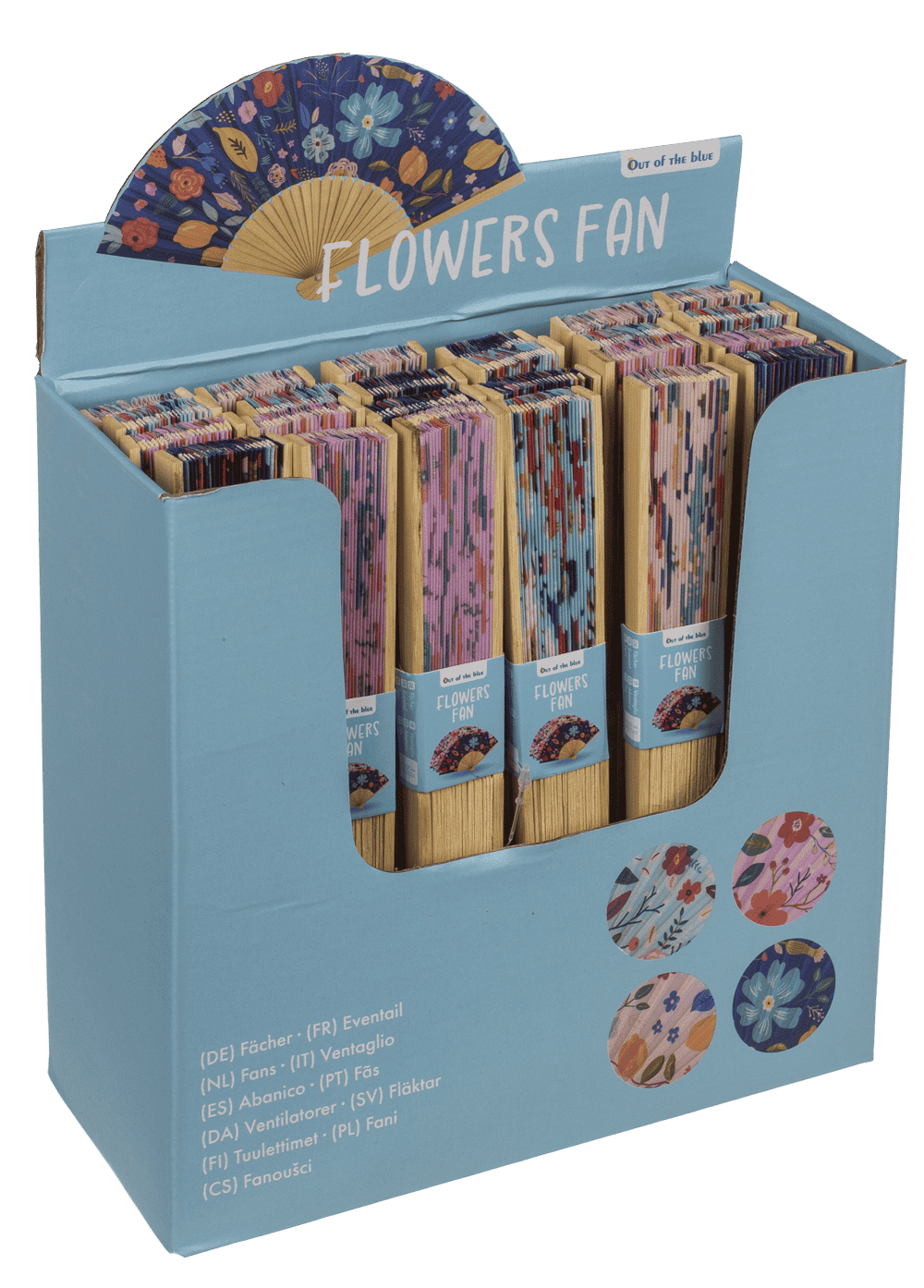 Fan, Flowers, 21 cm, bamboo,