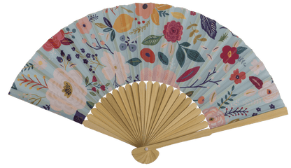 Fan, Flowers, 21 cm, bamboo,