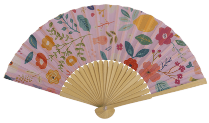 Fan, Flowers, 21 cm, bamboo,