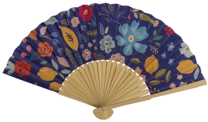 Fan, Flowers, 21 cm, bamboo,